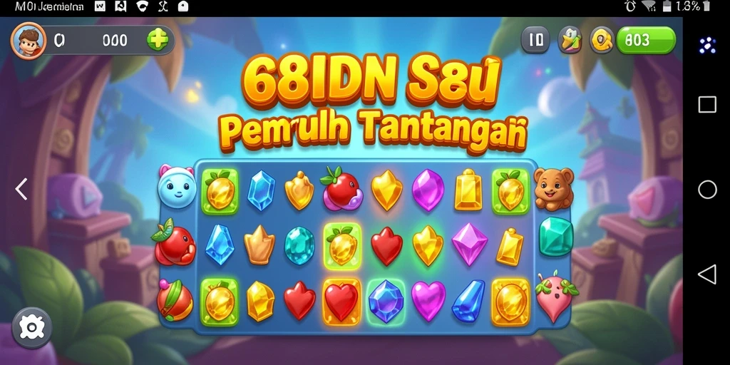 Gameplay Match-3 yang seru dan penuh warna di 68IDN.