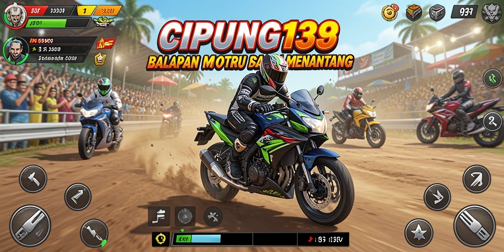 Tampilan gameplay menegangkan di balapan motor.