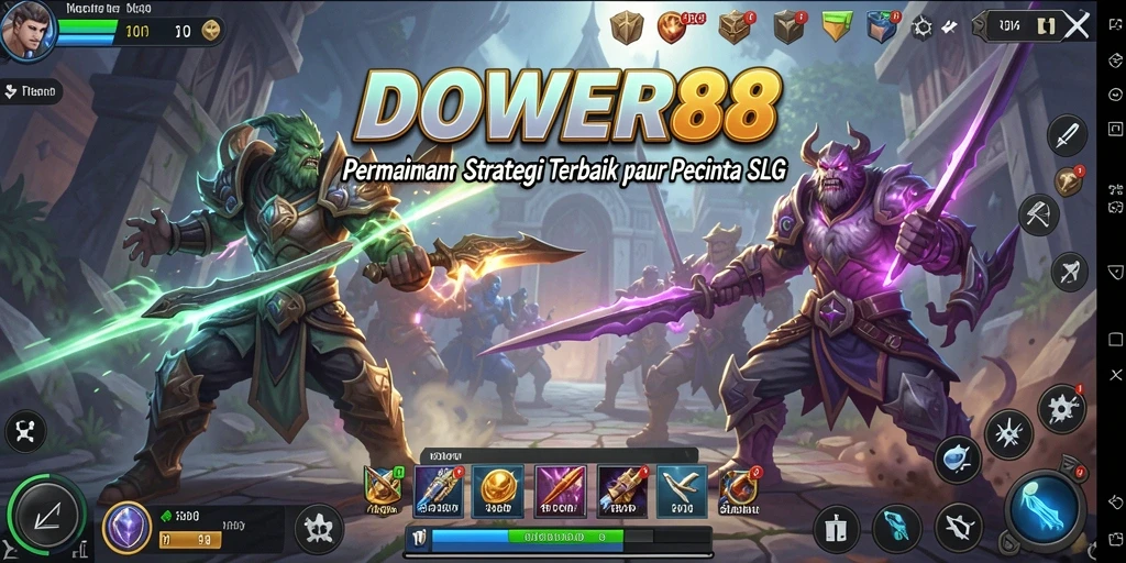 Screenshot gameplay DOWER88 yang menunjukkan pertempuran strategis yang mendalam.