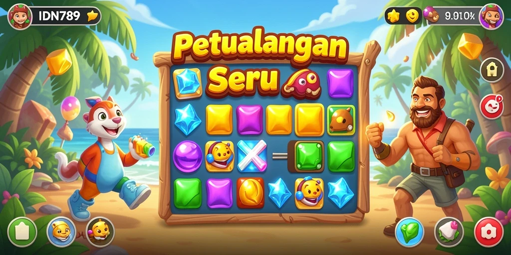 Tangkapan layar utama dari gameplay <strong>IDN789</strong> yang penuh warna dan menantang.