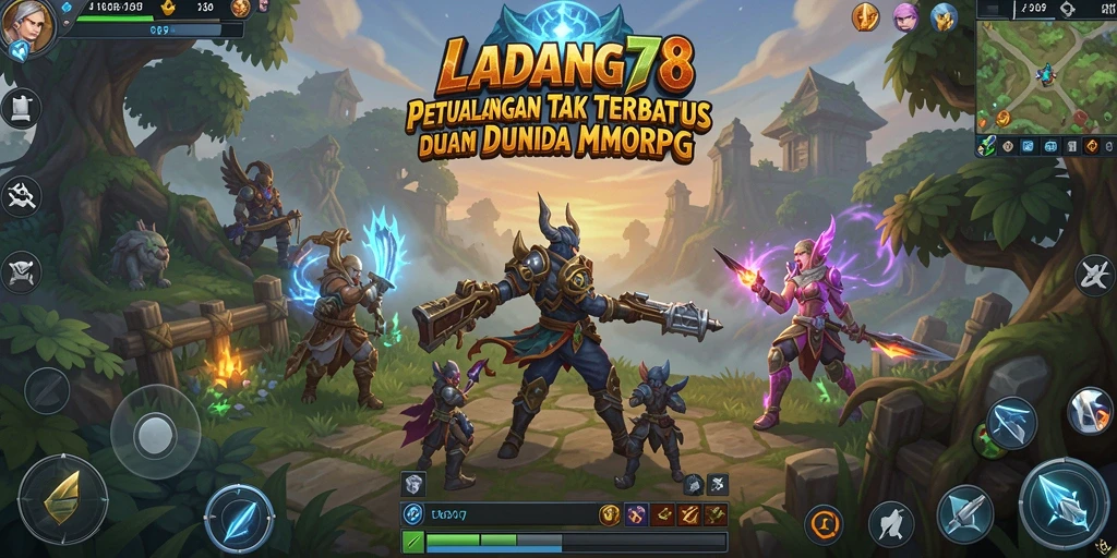 Screenshot utama LADANG78 menampilkan pertarungan epik dalam dunia MMORPG.