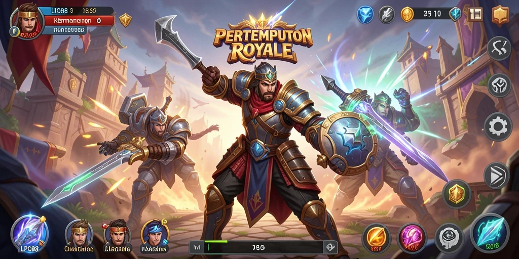 Screenshot menunjukkan pertempuran intens dalam game Battle Royale.