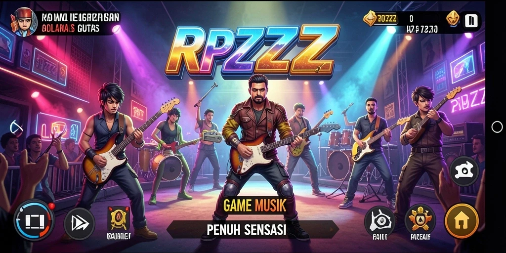 Tampilan screenshot utama RPZZZ saat gameplay musik yang seru.