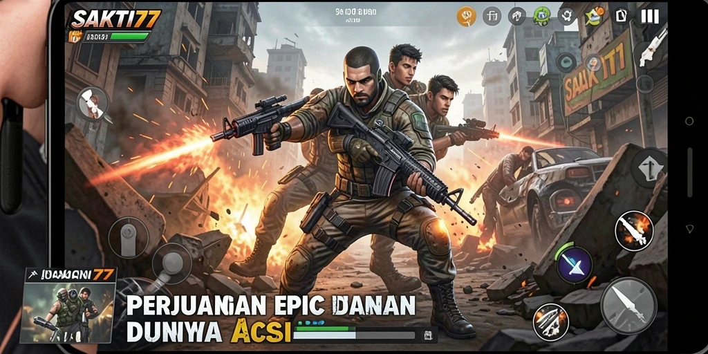 Screenshot gameplay SAKTI77 menampilkan aksi mendebarkan dan strategi bertempur.