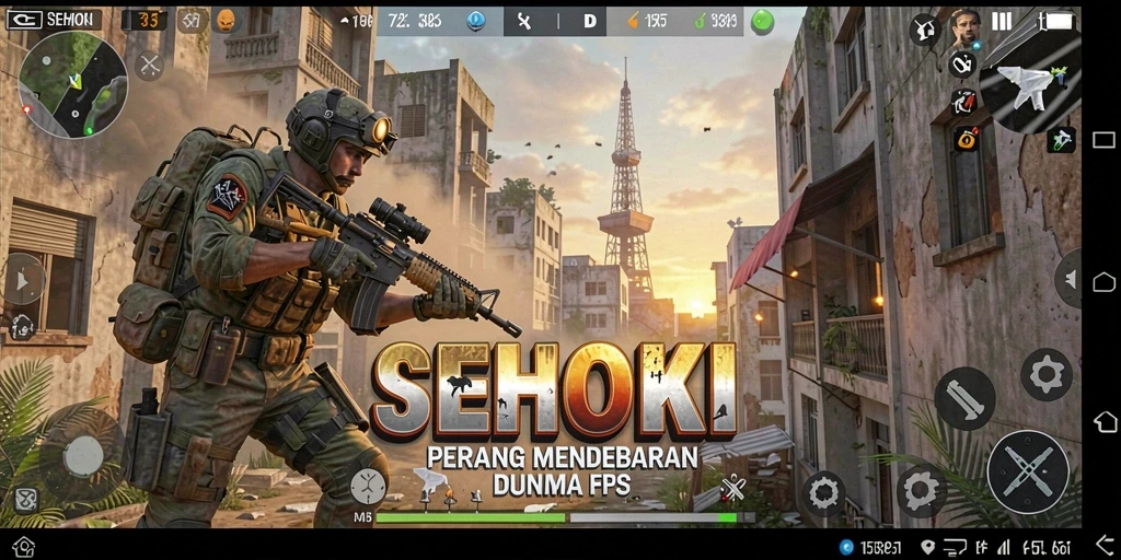 Screenshot SEHOKI menampilkan aksi pertempuran seru dalam game FPS.