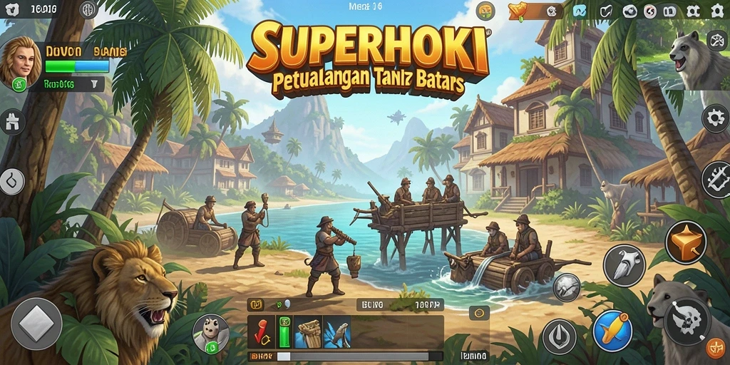 Tampilan gameplay dinamis dalam dunia terbuka SUPERHOKI.