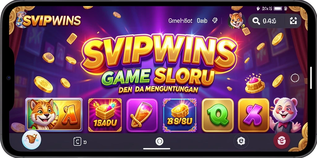 Tangkapan layar utama SVIPWINS menunjukkan gameplay slot yang menegangkan.