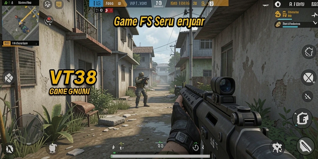 Tampilan gameplay VT38 dengan pertempuran FPS yang intens.